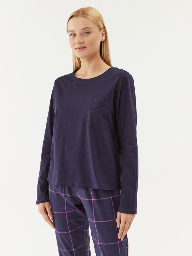 Triumph Triumph Pižamos marškinėliai Mix & Match LSL Top Chest Pocket 03 10216519 Tamsiai mėlyna Regular Fit