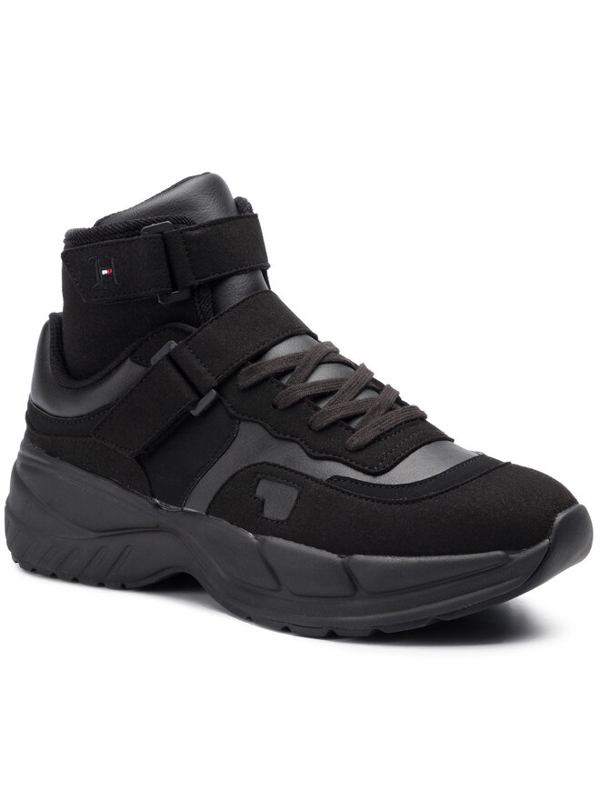 Tommy Hilfiger Sneakers Tommy Hilfiger LEWIS HAMILTON Varsity Chunky Mid Sneaker FM0FM02521 Schwarz