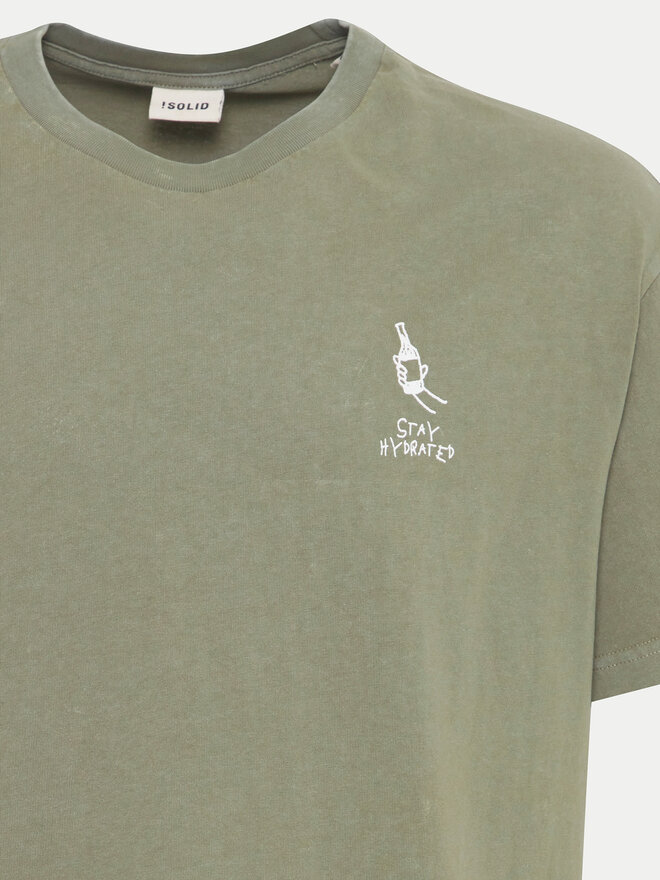 Solid Solid T-Shirt Ismail 21108240 Grün Regular Fit