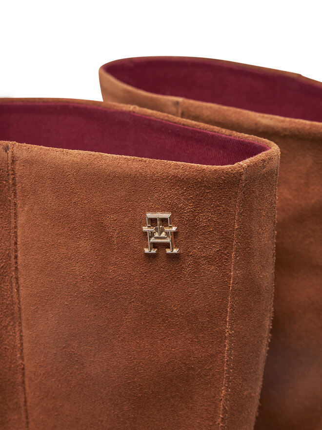 Tommy Hilfiger Polokozačky Tommy Hilfiger Mid Cowboy Heel Suede FW0FW08435 Hnědá