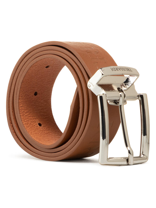 Cintura da uomo Trussardi Belt H3 5cm Logo 71L00150 Marrone escarpe