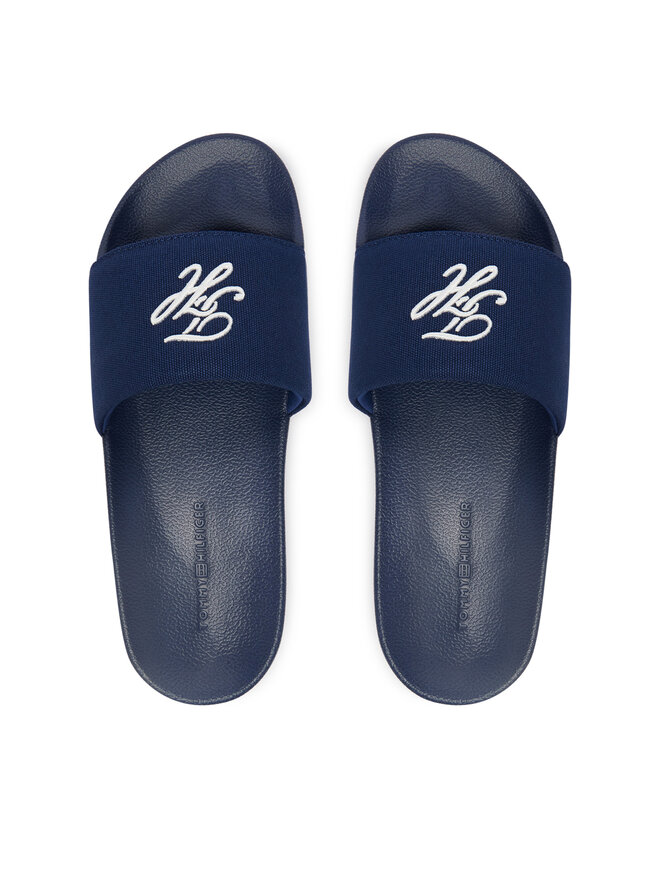 Tommy Hilfiger Pantoletten Tommy Hilfiger Th Script Pool Slide FW0FW09286 Blau