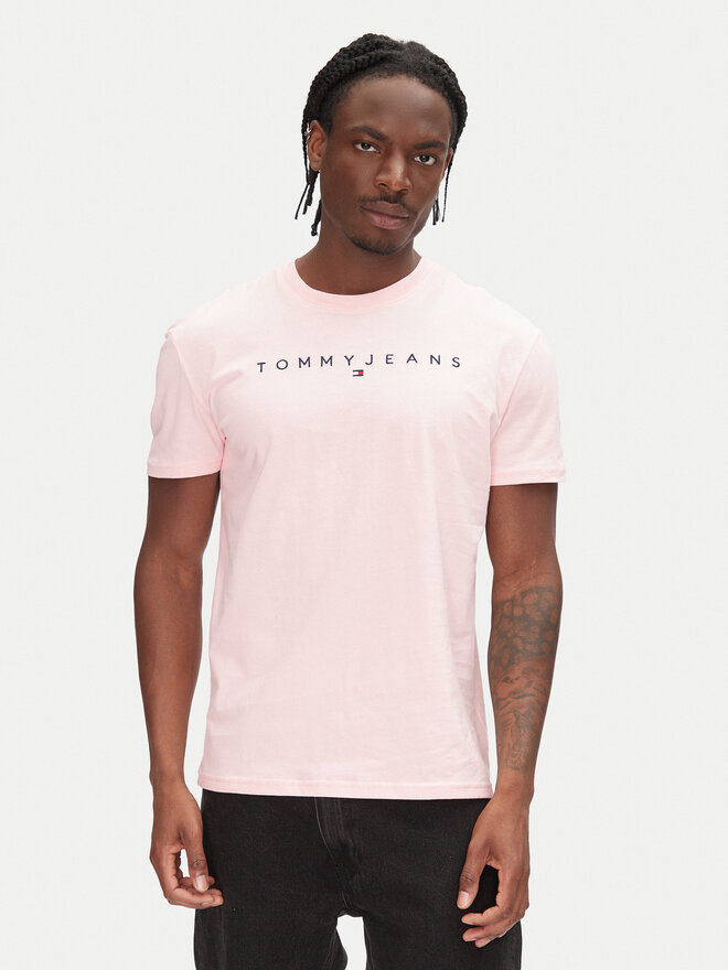 Tommy Jeans Tommy Jeans Marškinėliai Linear Logo DM0DM20744 Rožinė Regular Fit