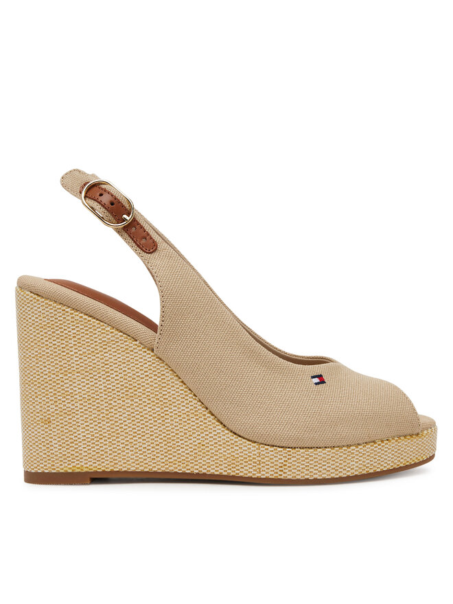 Tommy Hilfiger Espadrilles Tommy Hilfiger Flag High Wedge Espad Slingback FW0FW08597 Beige