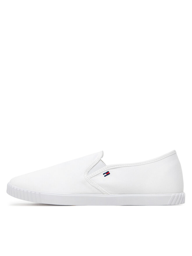 Tommy Hilfiger Sneakers aus Stoff Tommy Hilfiger Canvas Slip-On Sneaker FW0FW07806 Weiß
