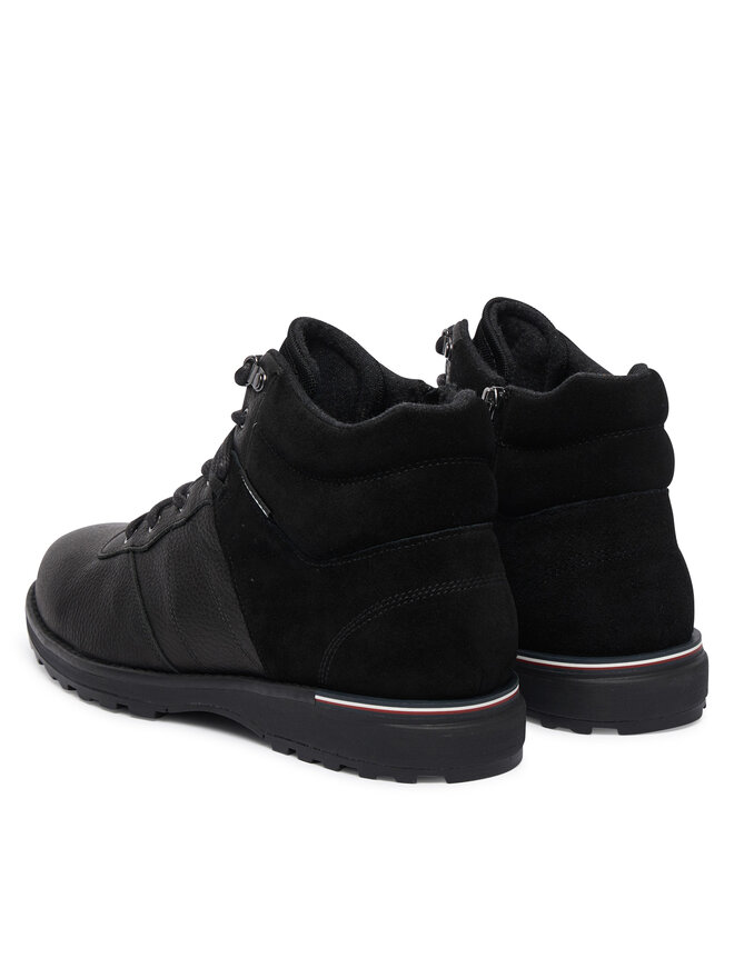 Tommy Hilfiger Schnürschuhe Tommy Hilfiger Corporate Outdoor Warm Lth Boot FM0FM05991 Schwarz