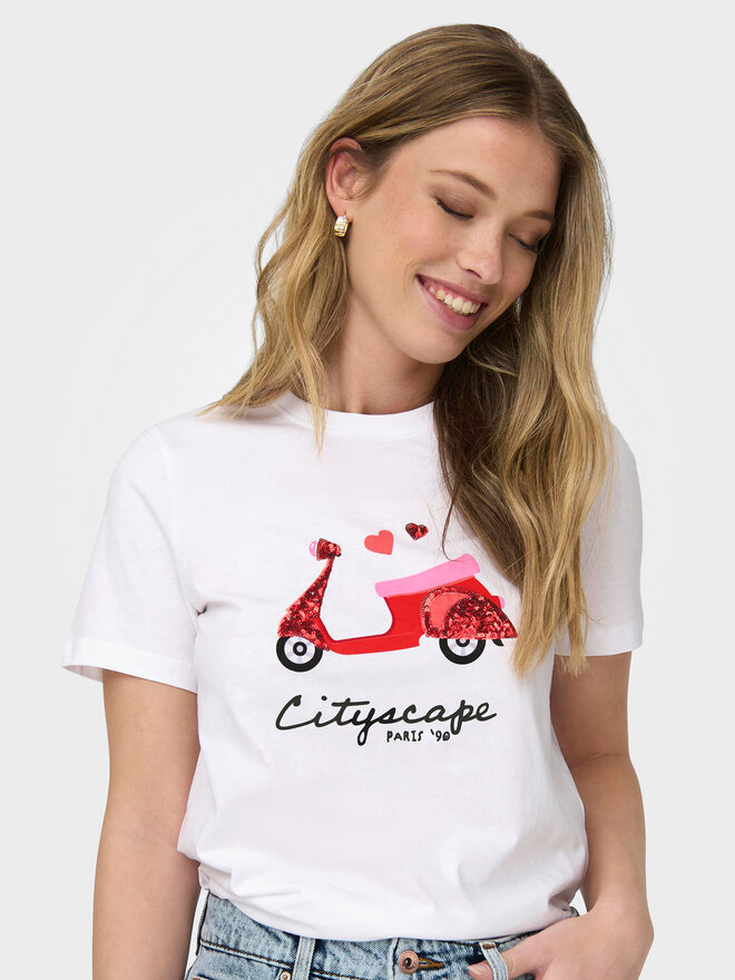 ONLY ONLY Camiseta Kita 15316574 Blanco Regular Fit