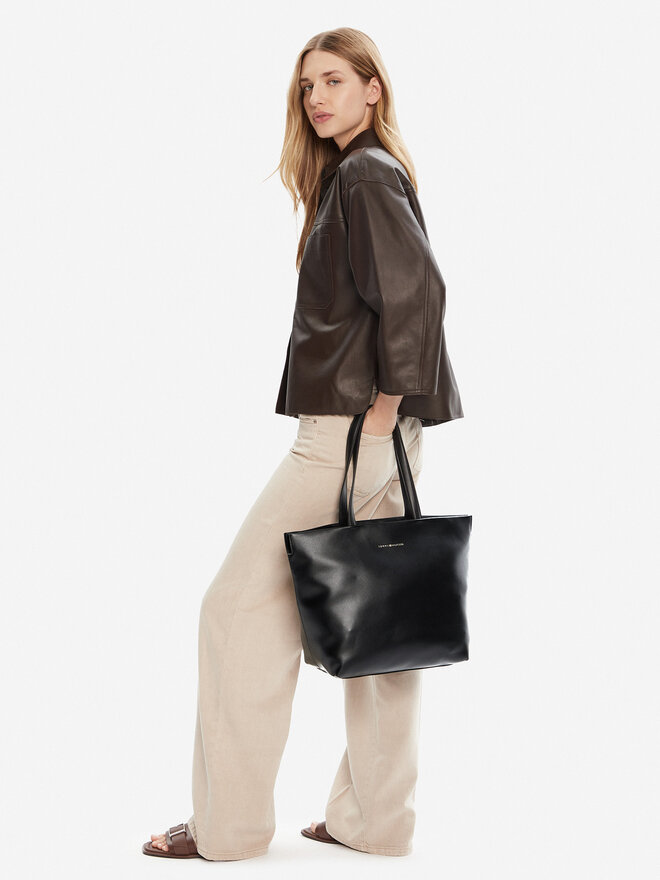 Tommy Hilfiger Τσάντα Tommy Hilfiger Th Logotape Tote AW0AW17693 Μαύρο