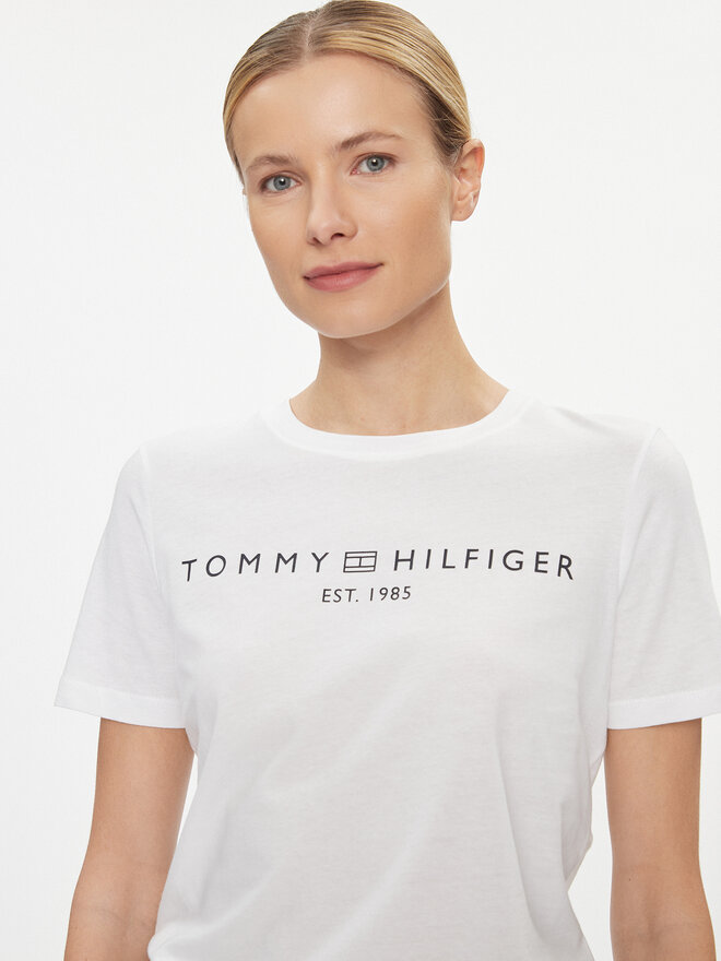 Tommy Hilfiger Tommy Hilfiger Camiseta Logo WW0WW40276 Blanco Regular Fit