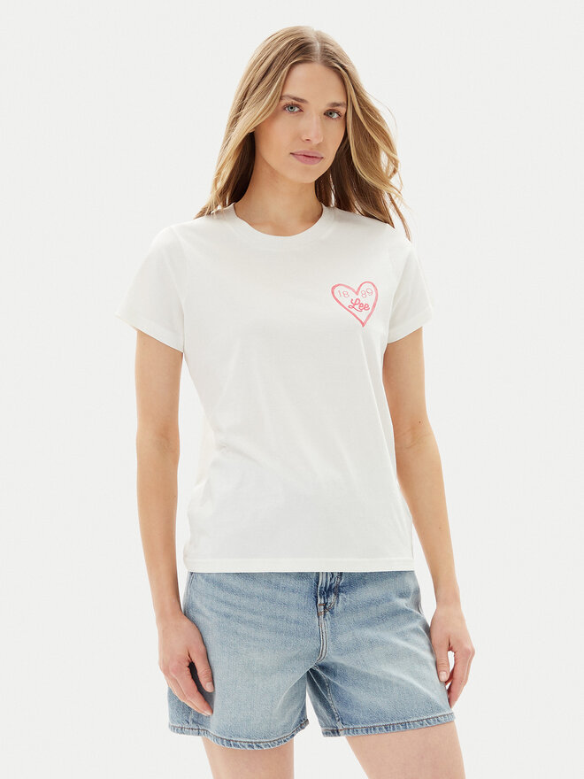 Lee Lee Majica Small Logo 112363635 Bela Regular Fit