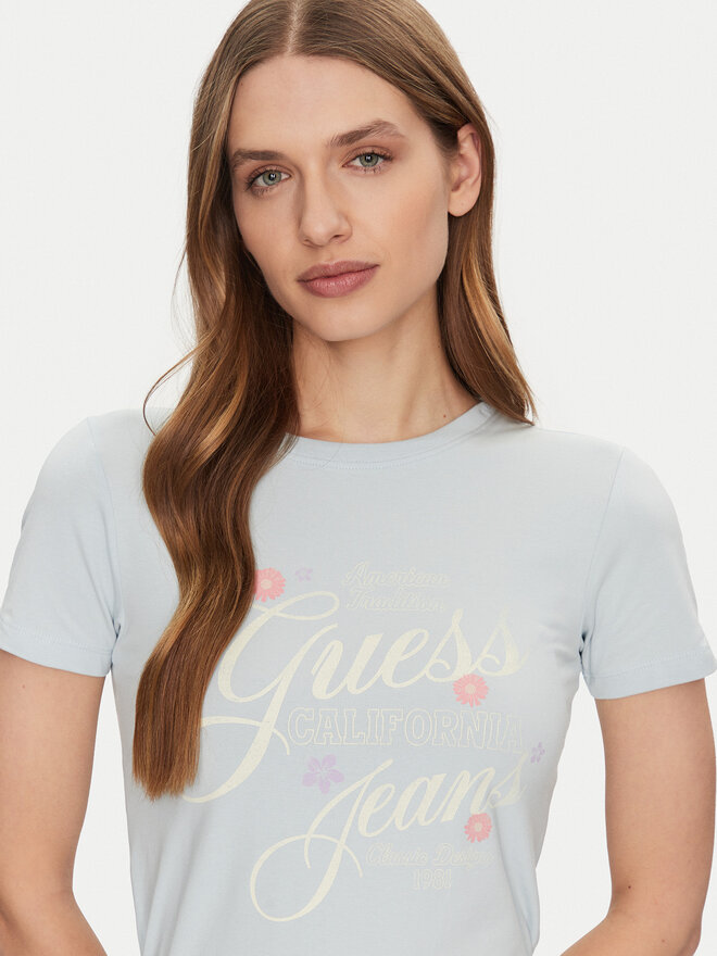 Guess Jeans Guess Jeans Marškinėliai W5GI24 J1314 Mėlyna Regular Fit