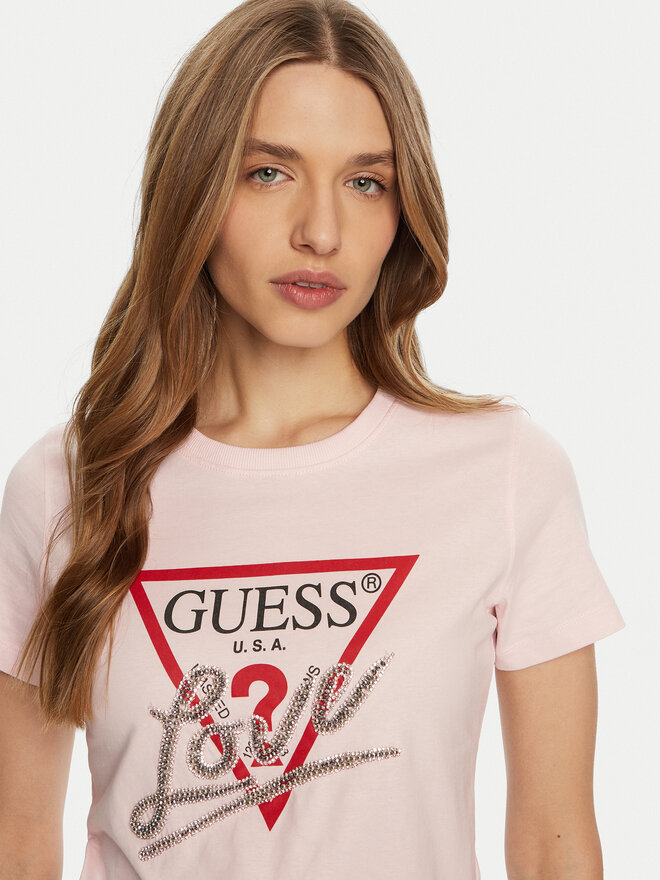 Guess Guess Marškinėliai W5RI10 I3Z14 Rožinė Regular Fit