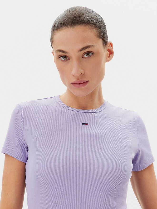 Tommy Jeans Tommy Jeans Marškinėliai Essential DW0DW17383 Violetinė Slim Fit