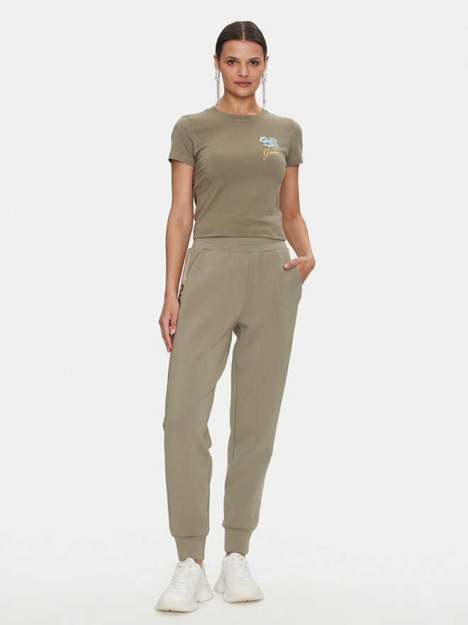 Guess Guess Marškinėliai Flowers W4YI30 J1314 Žalia Slim Fit