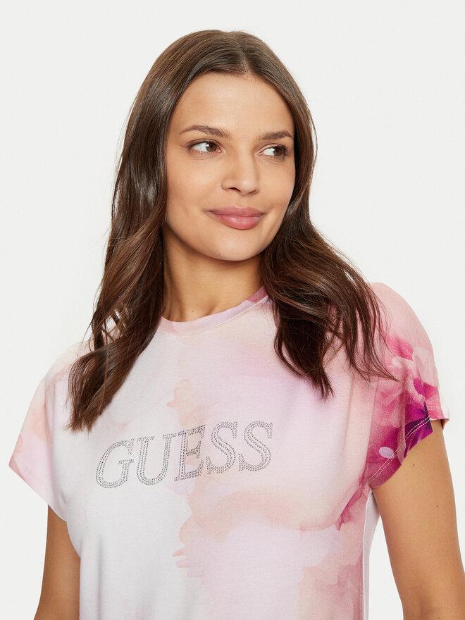 Guess Guess Marškinėliai W5RI09 K68D2 Rožinė Regular Fit