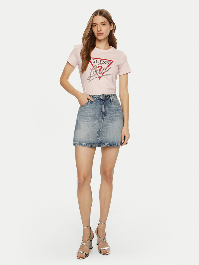 Guess Guess Marškinėliai W5RI10 I3Z14 Rožinė Regular Fit