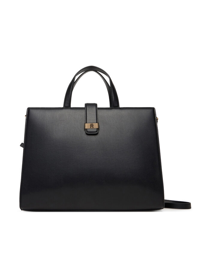 Tommy Hilfiger Handtasche Tommy Hilfiger Th Heritage Satchel AW0AW18287 Schwarz