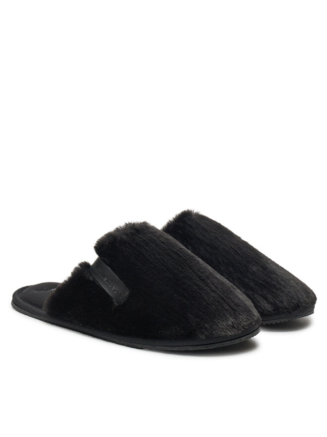 Calvin Klein Jeans Hausschuhe Calvin Klein Jeans Hotel Slipper Fur After Glow YW0YW01593 Schwarz