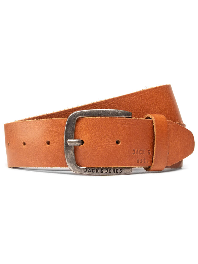 Jack&Jones Pánský pásek Jack&Jones Jackpaul Leather Belt 12111286 Hnědá