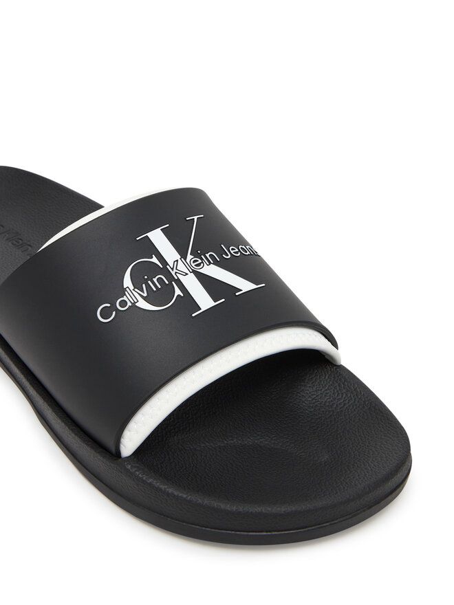 Calvin Klein Jeans Şlapi Calvin Klein Jeans Slide Rubber Neoprene Monologo YM0YM00361 Negru