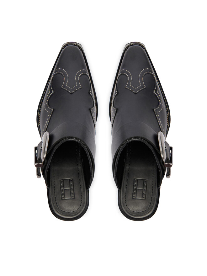 Tommy Jeans Pantoletten Tommy Jeans Archive Cowboy Mule Leather EN0EN03063 Schwarz