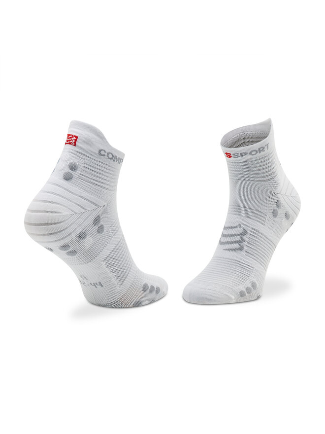 Compressport Șosete Înalte Unisex Compressport Pro Racing Socks V4.0 Run Low XU00047B_010 Alb