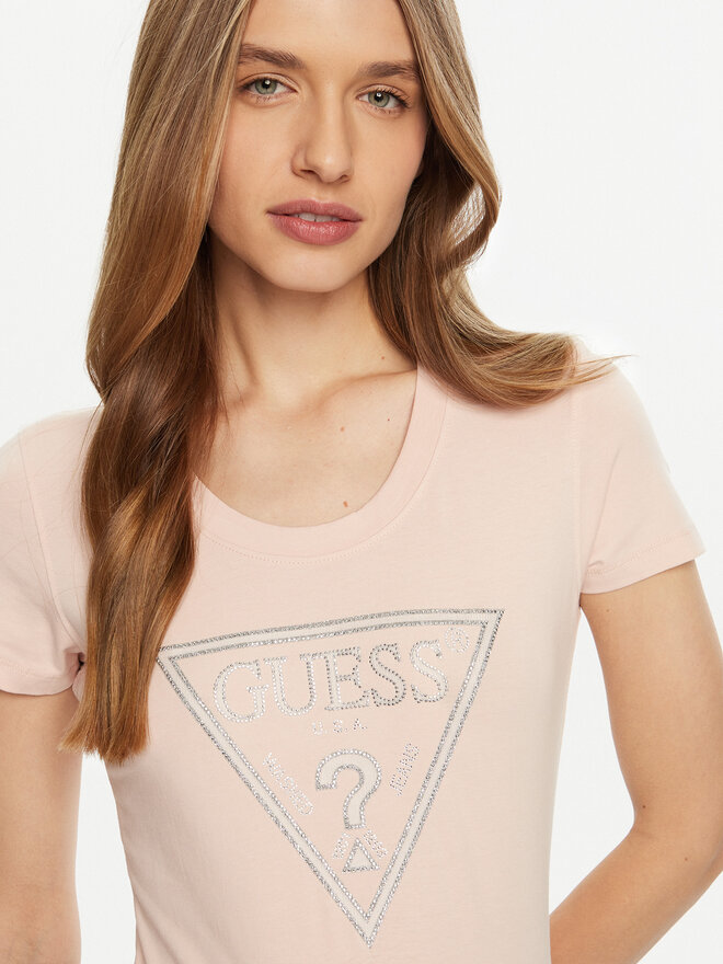 Guess Guess Póló W5RI11 J1314 Rózsaszín Regular Fit