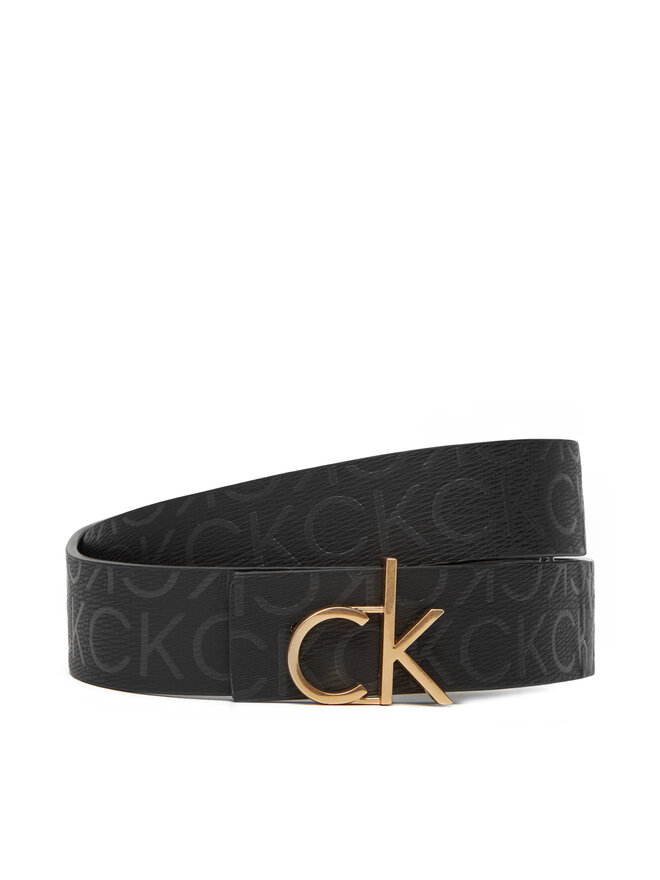 Calvin Klein Pasek Damski Calvin Klein Ck Buckle Reversible Belt 30Mm Mono LV04F7038G Czarny