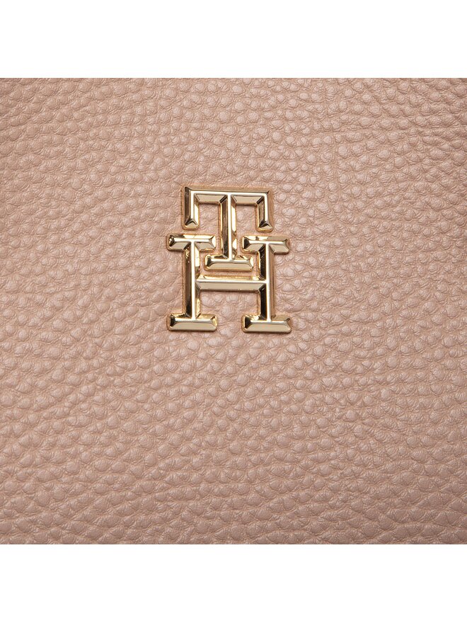 Tommy Hilfiger Handtasche Tommy Hilfiger Th Emblem Small Satchel AW0AW14214 Beige