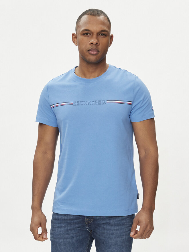 Tommy Hilfiger Tommy Hilfiger Marškinėliai Stripe Chest MW0MW34428 Mėlyna Regular Fit