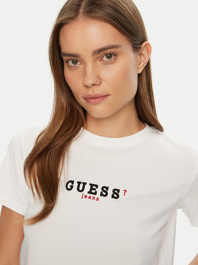 Guess Jeans Guess Jeans Marškinėliai W5RI54 J1314 Balta Regular Fit