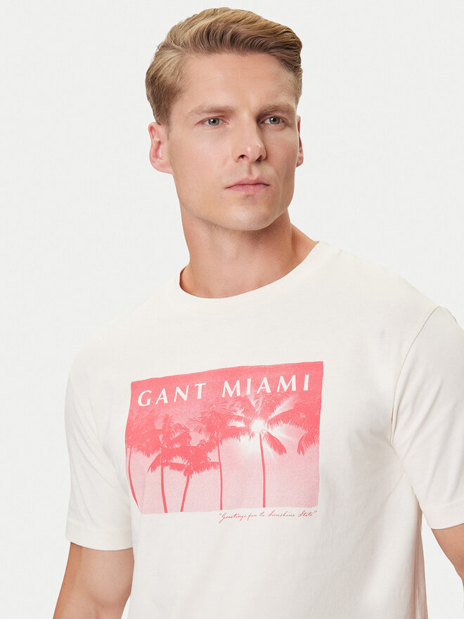 Gant Gant Camiseta 2003342 Écru Regular Fit