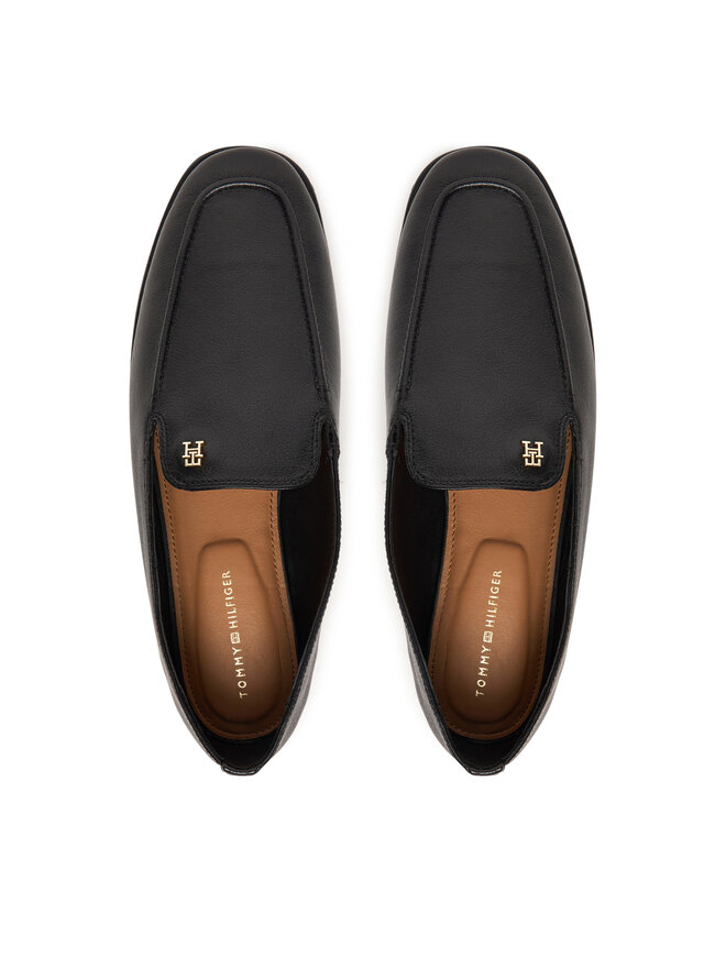 Tommy Hilfiger Slipper Tommy Hilfiger Th Leather Loafer FW0FW09319 Schwarz