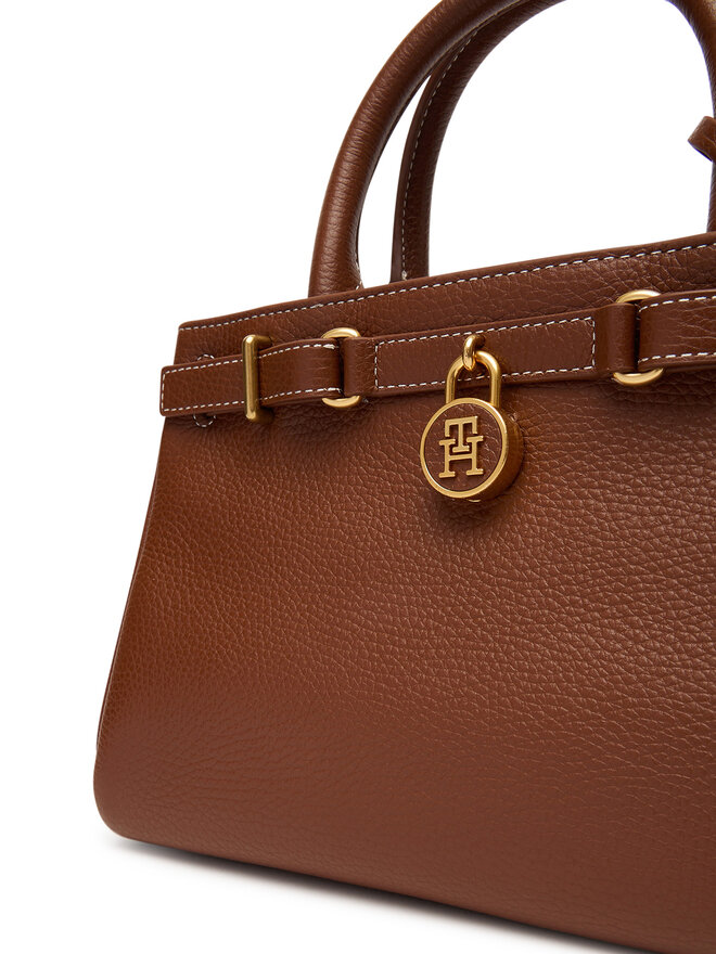 Tommy Hilfiger Ročna torba Tommy Hilfiger American Icon Mini Tote Leather AW0AW17926 Rjava