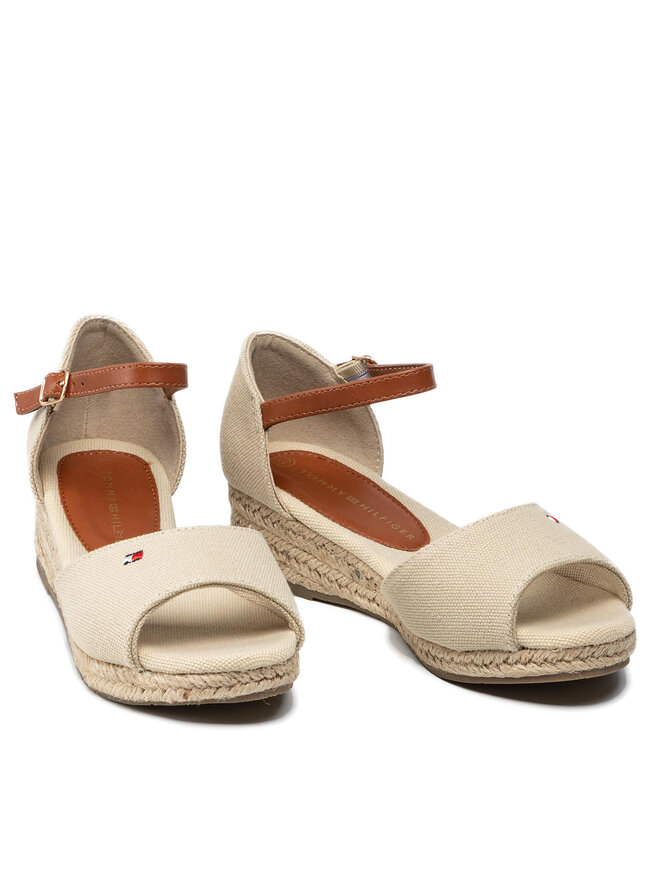 Tommy Hilfiger Espadryle Tommy Hilfiger Rope Wedge Sandal T3A7-32185-0048 M Beżowy