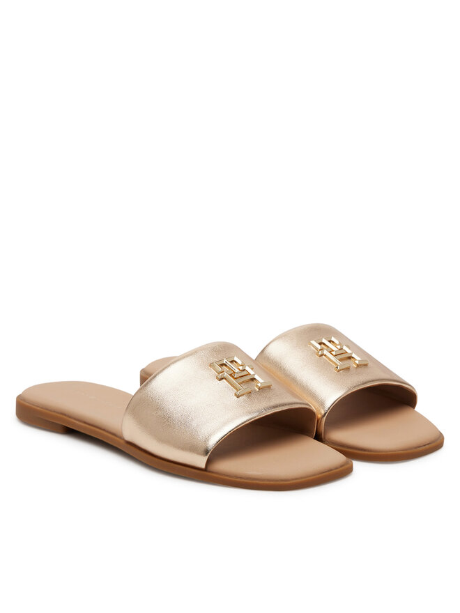 Tommy Hilfiger Šľapky Tommy Hilfiger Th Logo Hw Metallic Leather Mule FW0FW08807 Zlatá