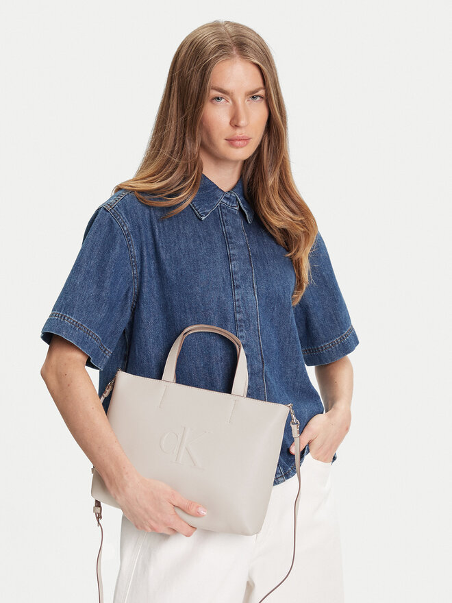 Calvin Klein Jeans Handtasche Calvin Klein Jeans Sculpted Mini Ew Tote LV04K3111G Écru