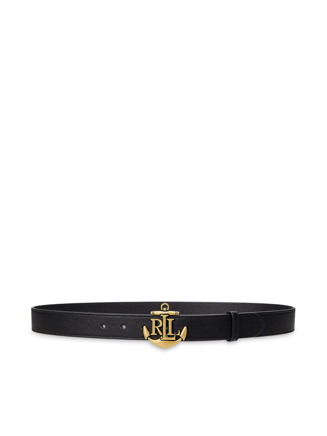 LAUREN RALPH LAUREN Dámsky opasok LAUREN RALPH LAUREN Anchor-Logo Skinny Leather Belt 412957004001 Čierna