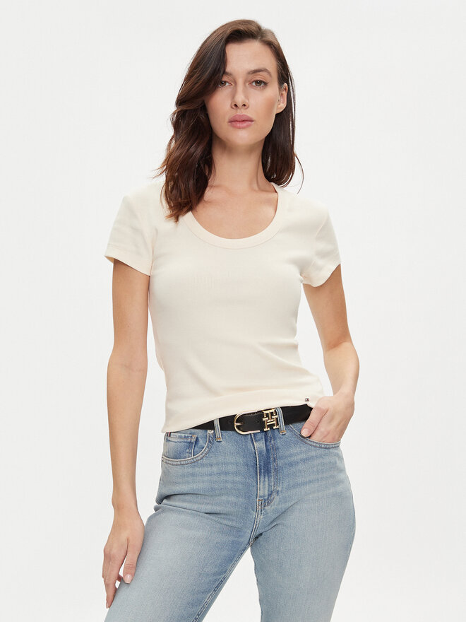 Tommy Hilfiger Tommy Hilfiger Camiseta WW0WW41776 Beis Slim Fit