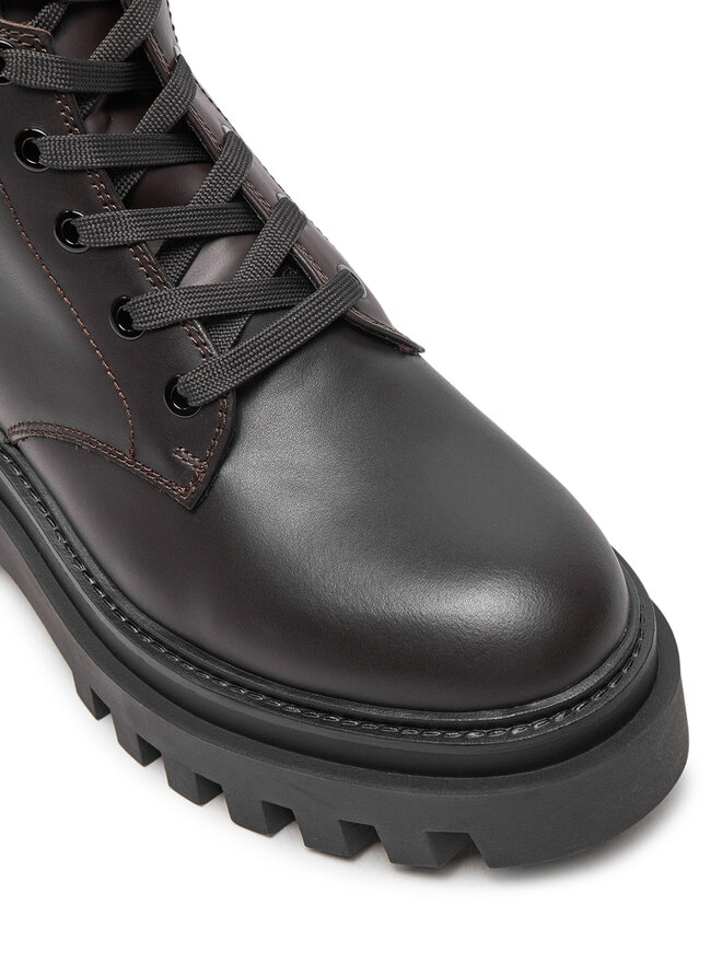Calvin Klein Jeans Gležnjarji Chelsea Calvin Klein Jeans Flatform Lace Up Boot Mg Lth YW0YW01544 Rjava