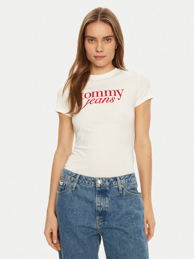 Tommy Jeans Tommy Jeans Majica Essential DW0DW19447 Bela Slim Fit