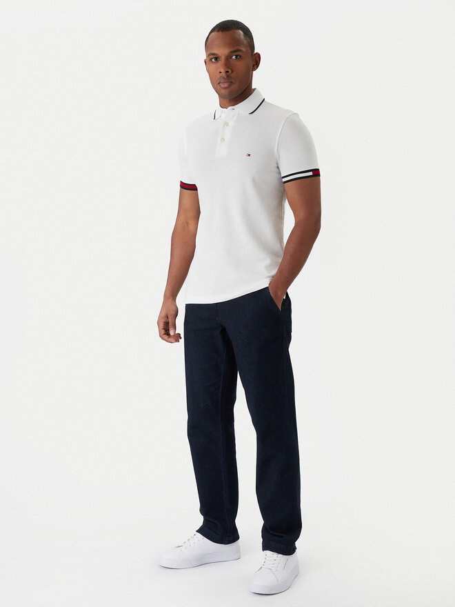 Tommy Hilfiger Tommy Hilfiger Poloshirt Flag Cuff MW0MW38458 Weiß Slim Fit