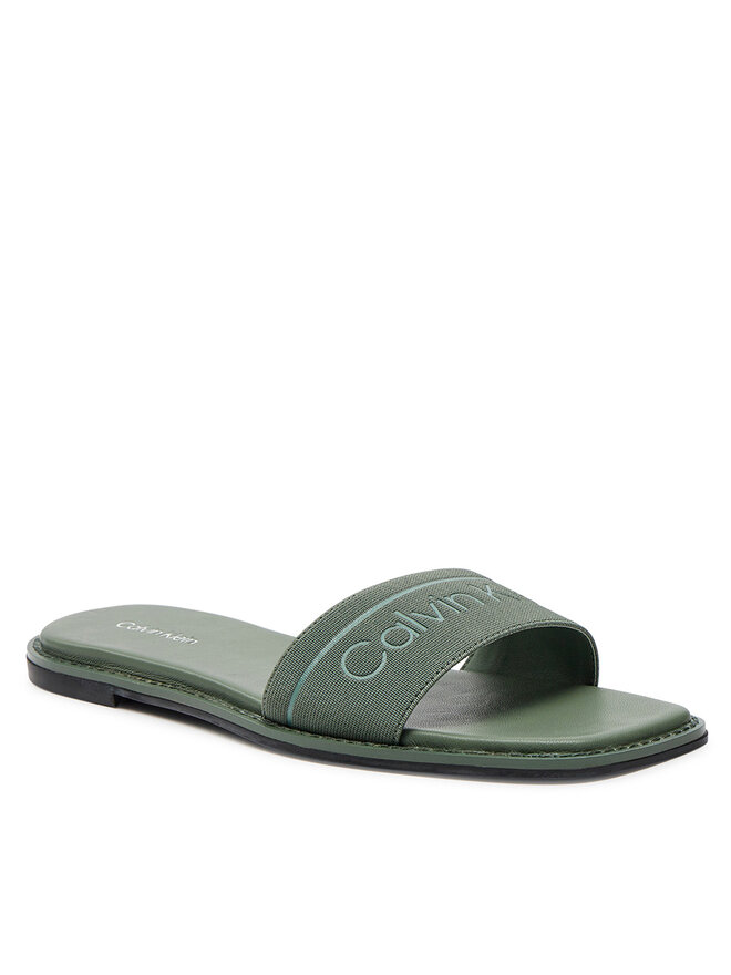 Mules sandales de bain Calvin Klein Flat Slide He HW0HW01989 Vert chaussures