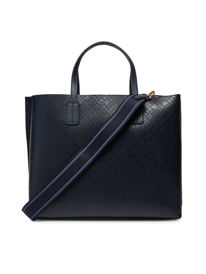 Tommy Hilfiger Kabelka Tommy Hilfiger Th Distinct Satchel Mono AW0AW17174 Tmavomodrá