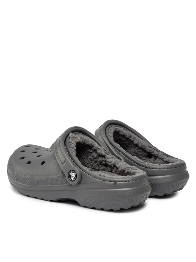 Gray fur crocs store