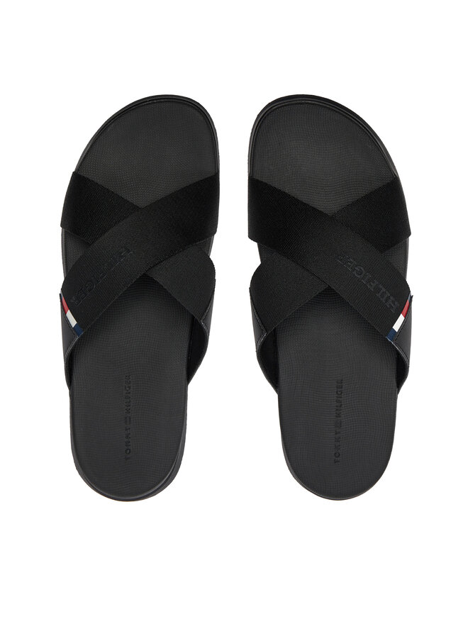 Pantoletten Tommy Hilfiger Comfort Criss Cross Beach Sandal FM0FM05241 Schwarz eschuhe