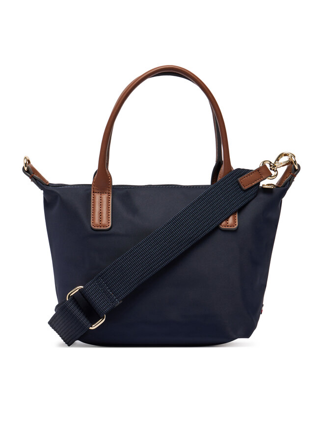 Tommy Hilfiger Handtasche Tommy Hilfiger Popette Mini Tote Corp AW0AW19025 Dunkelblau