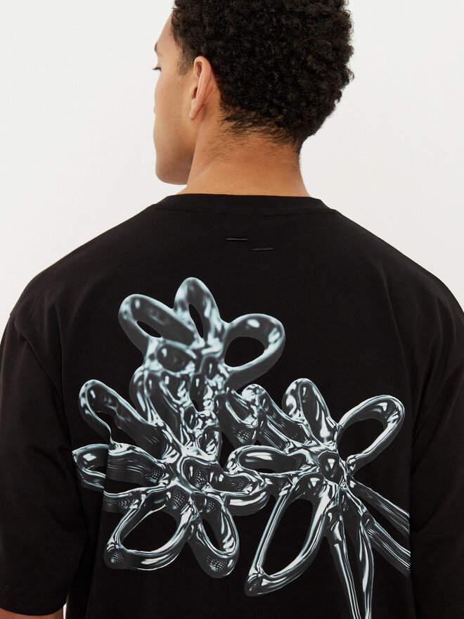 Filling Pieces Filling Pieces T-Shirt Unisex Chrome Flower 7449982 Μαύρο Regular Fit