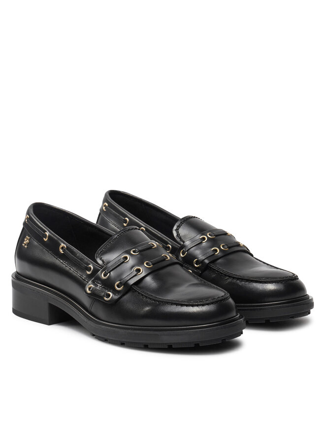Tommy Hilfiger Loafersy Tommy Hilfiger Nautical Eyelets FW0FW08148 Czarny