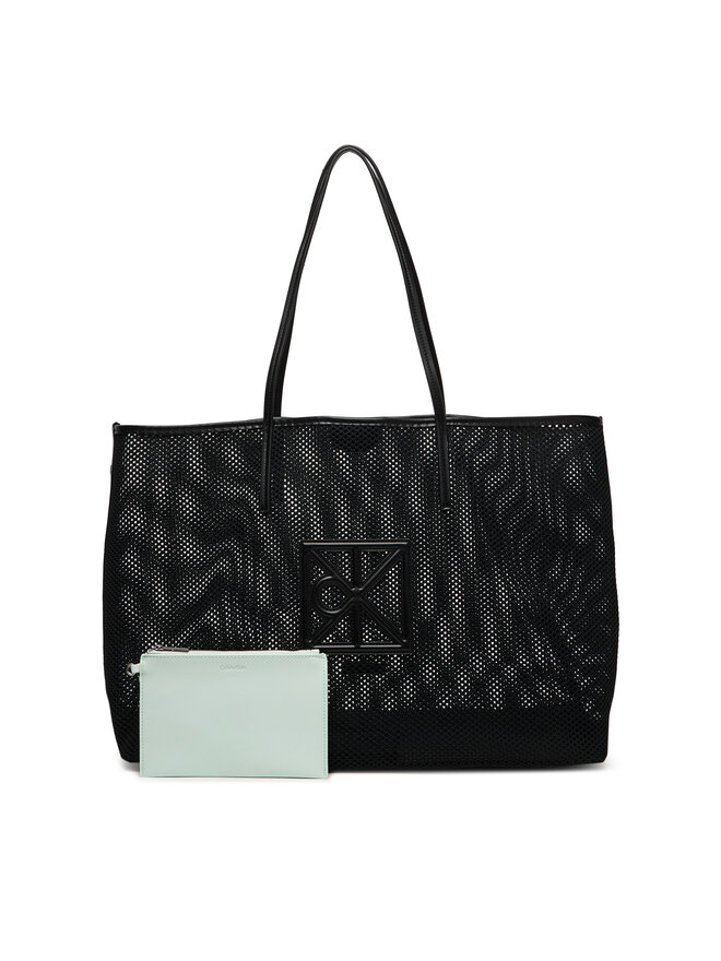 Calvin Klein Handtasche Calvin Klein Emblem Mesh Xl Tote LV04F3422G Schwarz